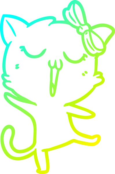 Bir insan tarafından çizilen çizgi film kedisinin soğuk gradyan çizgisi.