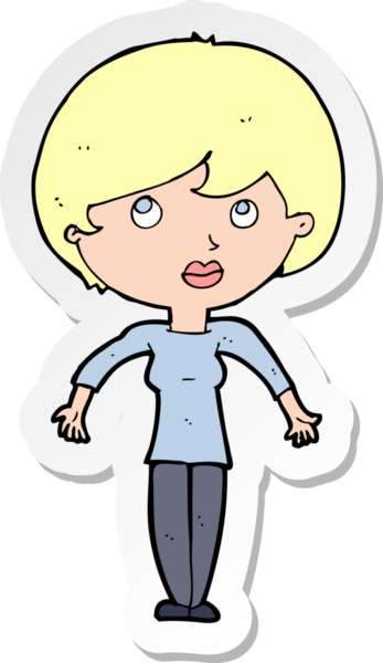 Bir insan tarafından çizilmiş omuz silken bir karikatür kadının çıkartması.