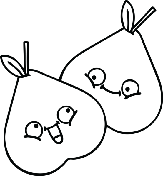 Bir insan tarafından çizilmiş armutların çizgi çizimi