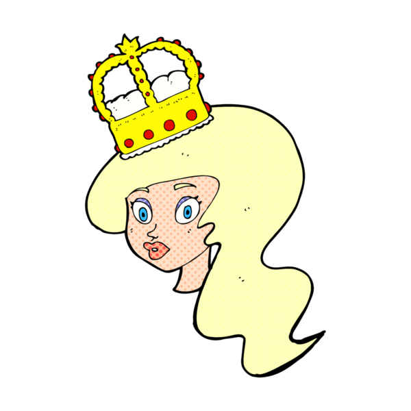 Bir insan tarafından çizilmiş taç giyen bir çizgi film karakteri.