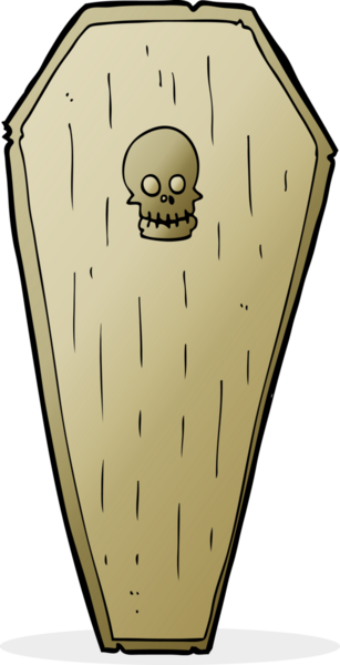 Bir insan tarafından çizilmiş ürkütücü karikatür tabut.