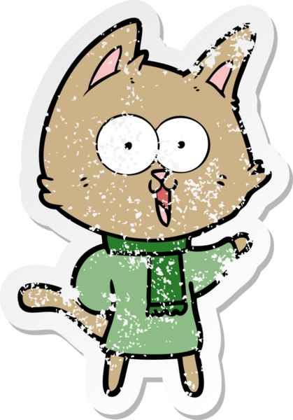 Bir insan tarafından çizilmiş komik bir çizgi film kedisinin sıkıntılı çıkartması.