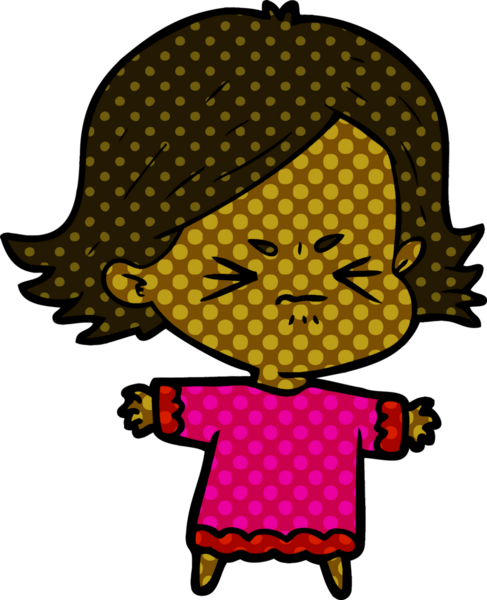 Bir insan tarafından çizilmiş kızgın bir kadın.