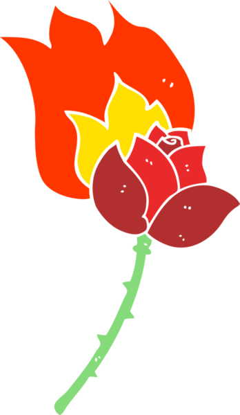 Bir insan tarafından çizilmiş gülün düz renk çizimi