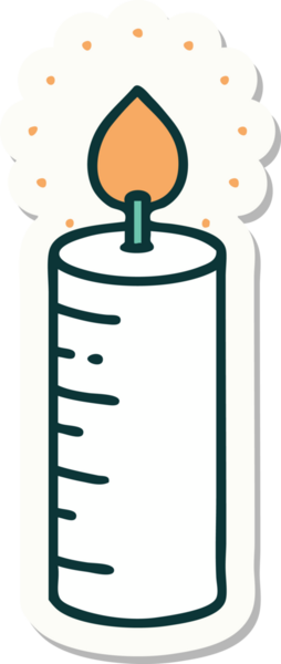 Bir insan tarafından çizilmiş geleneksel bir mum stiliyle dövme çıkartması.