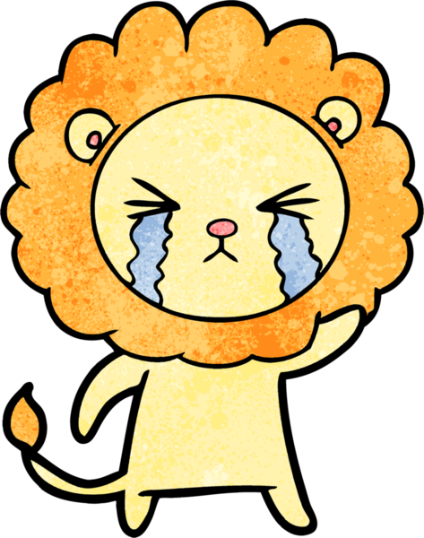 Bir insan tarafından çizilmiş ağlayan bir aslan.