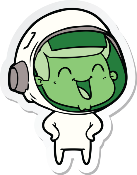 Bir insan tarafından çizilmiş mutlu bir astronotun çıkartması.
