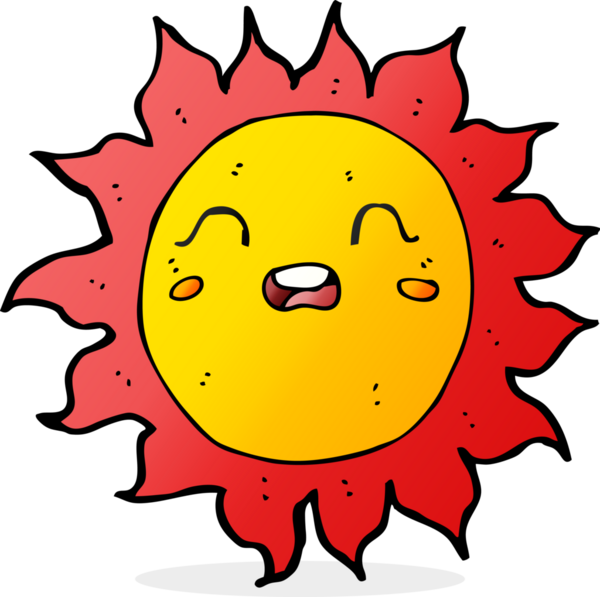 Bir insan tarafından çizilmiş çizgi film güneşi.