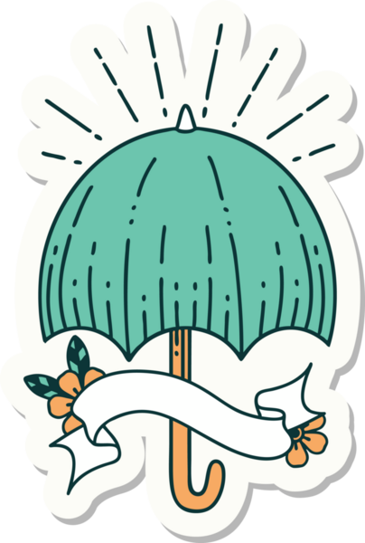 Bir insan tarafından çizilmiş dövme stili açık şemsiye etiketi