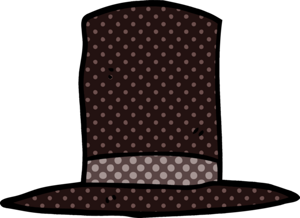 Bir insan tarafından çizilmiş karikatür silindir şapka.