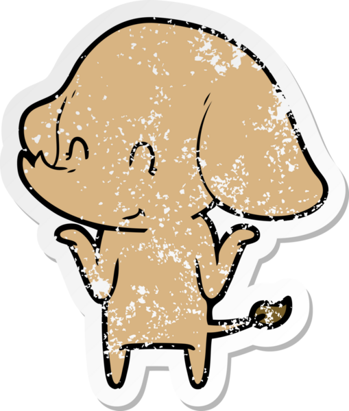 Bir insan tarafından çizilmiş şirin bir filin sıkıntılı çıkartması