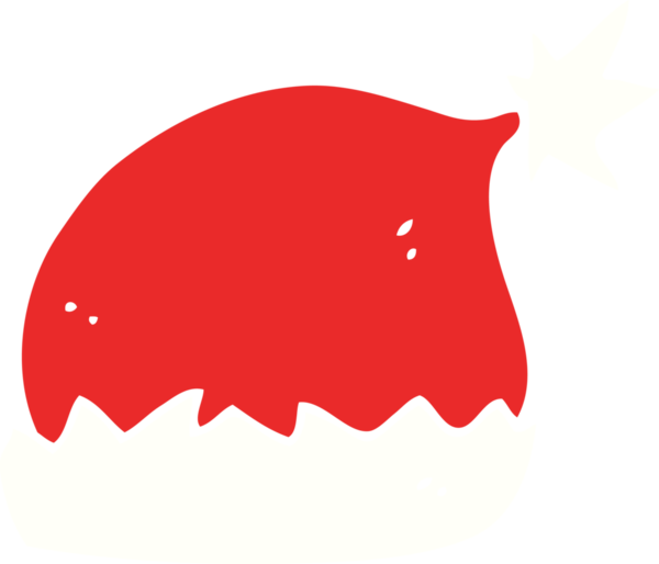 Bir insan tarafından çizilmiş düz renkli Noel Baba şapkası.