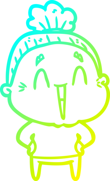 Bir insan tarafından çizilmiş, mutlu, yaşlı bir kadının çizdiği soğuk çizgi.