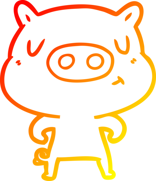 Bir insan tarafından çizilen çizgi film içerikli domuzun sıcak çizgi çizimi