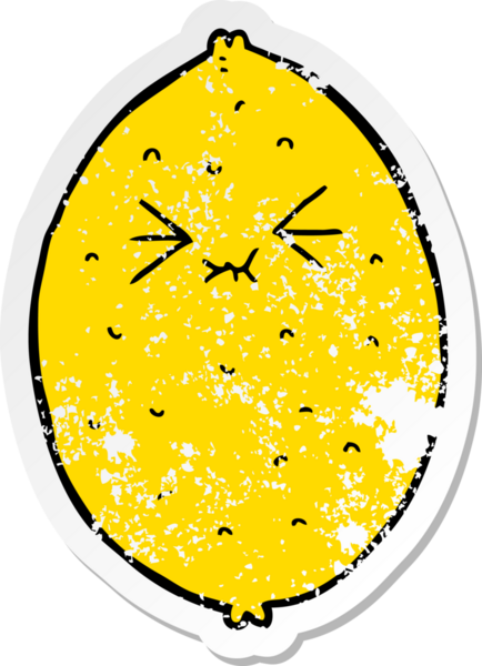 Bir insan tarafından çizilmiş acı limon desenli karikatür çıkartması.