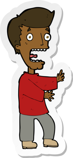 Bir insan tarafından çizilmiş bir karikatürün çıkartması.