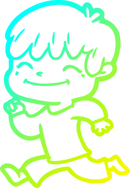 Bir çizgi film karakteri çizen soğuk çizgi bir insan tarafından çizilmiş mutlu çocuk.