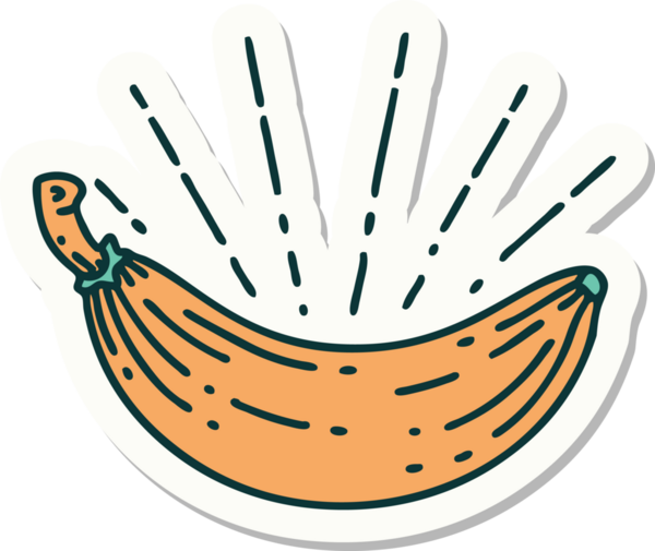 Bir insan tarafından çizilmiş bir muz dövmesi çıkartması.