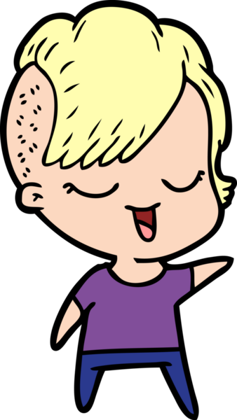 Bir insan tarafından çizilmiş mutlu çizgi film kızı.