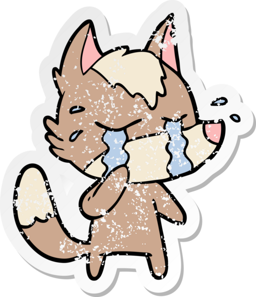 Bir insan tarafından çizilmiş ağlayan bir karikatür çıkartması.