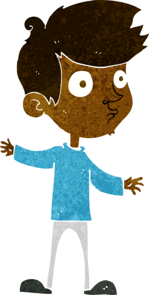 Bir insan tarafından çizilmiş meraklı bir çocuk.