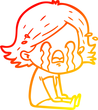 Bir insan tarafından çizilmiş, ağlayan bir çizgi kadın çizimi.