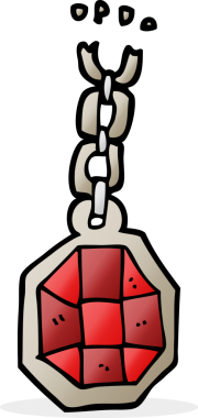 Bir insan tarafından çizilmiş karikatür büyük bir mücevher kolye.