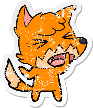 Bir insan tarafından çizilmiş kızgın bir tilkinin sıkıntılı çıkartması.