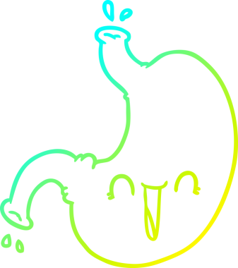 Bir insan tarafından çizilmiş mutlu bir midenin soğuk gradyan çizimi.