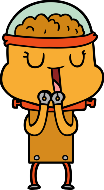 Bir insan tarafından çizilmiş mutlu çizgi film robotu