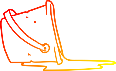 Bir çizgi filmin sıcak gradyan çizimi bir insan tarafından çizilmiş bir kova su.