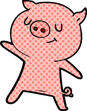 Bir insan tarafından çizilmiş mutlu domuz çizimi.