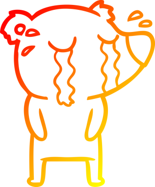 Bir insan tarafından çizilmiş ağlayan bir ayının sıcak çizgi çizimi