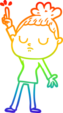 Gökkuşağı gradyan çizgi çizimi bir insan tarafından çizilmiş sakin bir kadın