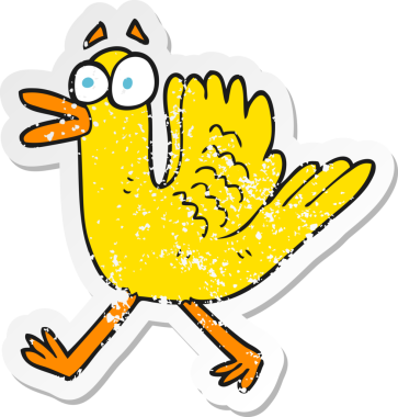 Bir insan tarafından çizilmiş kanat çırpan ördeğin gerilmiş çıkartması.