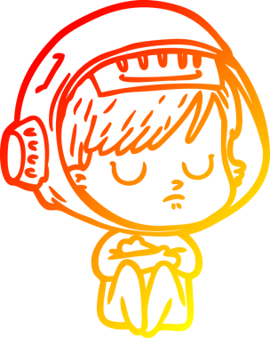 Bir insan tarafından çizilmiş bir astronot kadın çizgi çizimi.