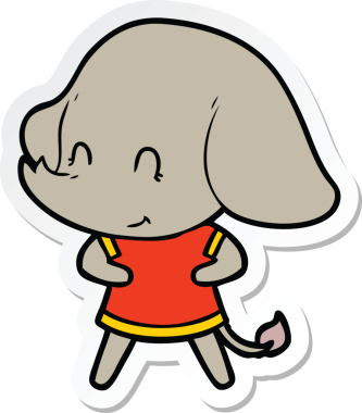 Bir insan tarafından çizilmiş şirin bir fil çıkartması.