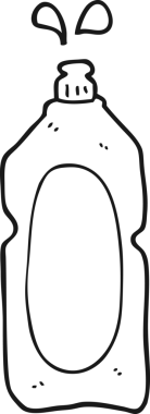 Bir insan tarafından çizilmiş siyah beyaz çizgi film temizlik ürünü.