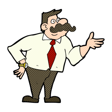 Bir insan tarafından çizilmiş bıyıklı bir ofis çalışanı.