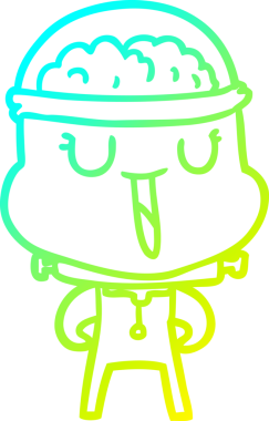 Bir insan tarafından çizilmiş mutlu çizgi film robotu çizimi.