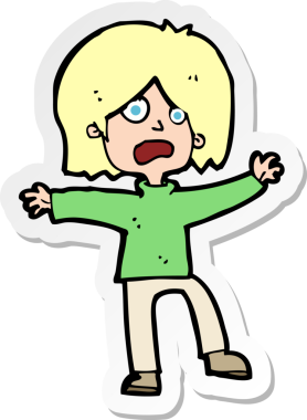 Bir insan tarafından çizilmiş korkulu bir çizgi film çıkartması.