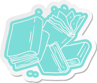 Bir insan tarafından çizilmiş kitap koleksiyonunun karikatür etiketi