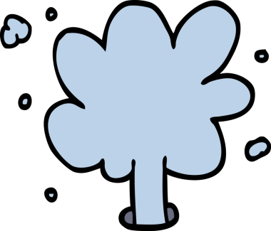 Bir insan tarafından çizilmiş su püskürten çizgi film.