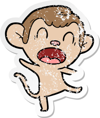 Bir insan tarafından çizilmiş bağıran çizgi film maymunu çıkartması.