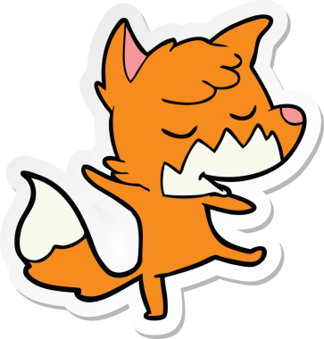 Bir insan tarafından çizilmiş dost canlısı bir tilkinin çıkartması.