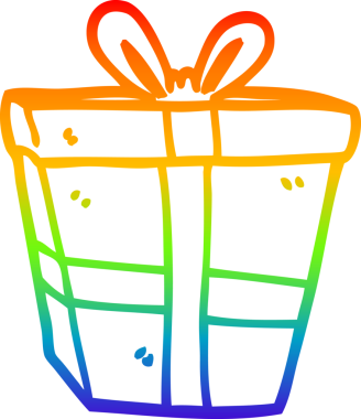 Bir insan tarafından çizilmiş bir çizgi film hediyesinin çizimi.