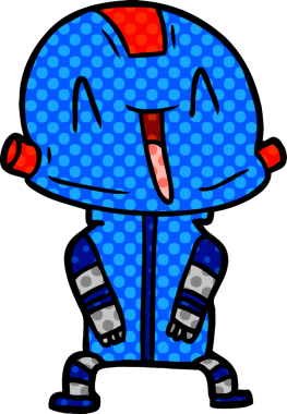 Bir insan tarafından çizilmiş çizgi film robotu