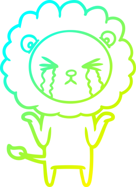 Bir insan tarafından çizilmiş ağlayan aslanın soğuk gradyan çizgisi