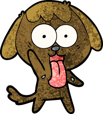 Bir insan tarafından çizilmiş şirin bir çizgi film köpeği.