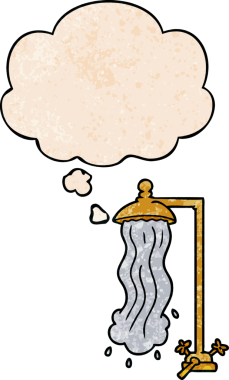 Bir insan tarafından çizilmiş grunge desenli düşünce baloncuklu çizgi film duşu.